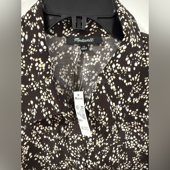 Madewell Ruched Midi Shirt Dress Size 12 Ditsy Print Viscose NWT - Picture 7 of 13